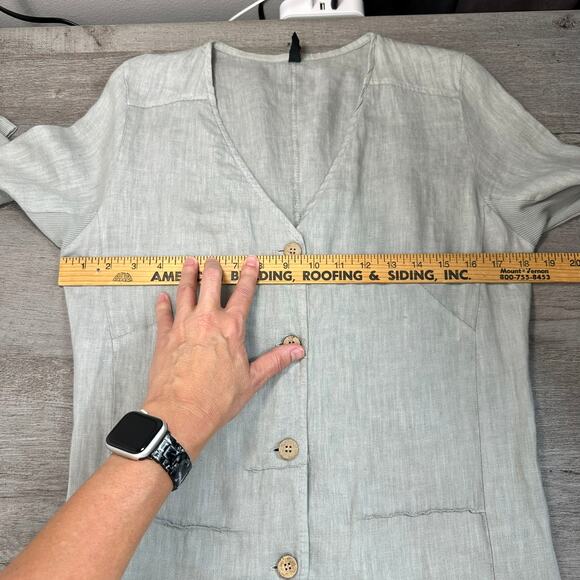 Inizio Linen Button Front Long Line Jacket Gray Small - Picture 10 of 12